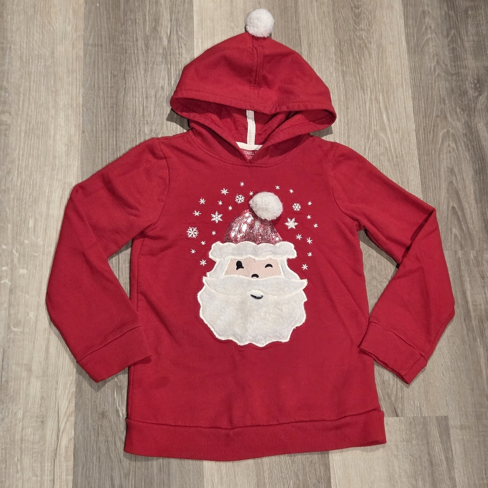 Jingles & Joy Santa Hoodie Girls Small (7/8)